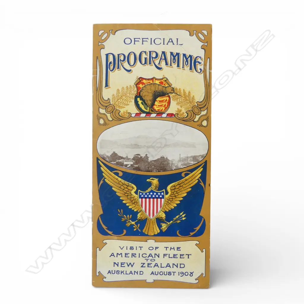 Original 'Official Programme Visit of the American Fleet to NZ Auckland August 1908' 245 x 110mm Image 1++