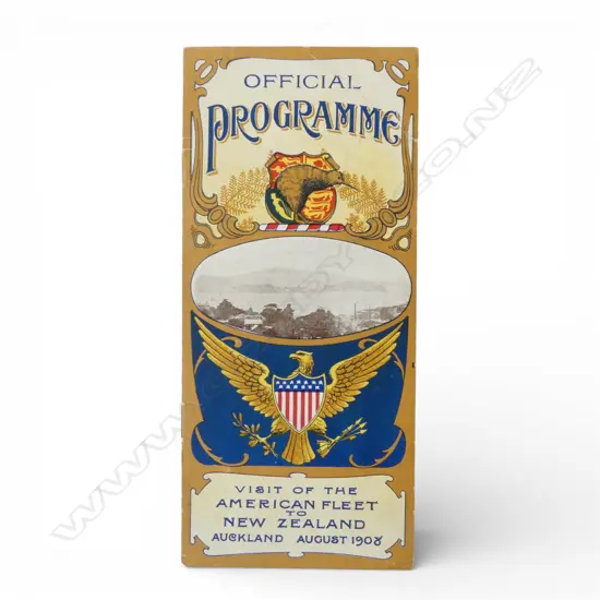Original 'Official Programme Visit of the American Fleet to NZ Auckland August 1908' 245 x 110mm