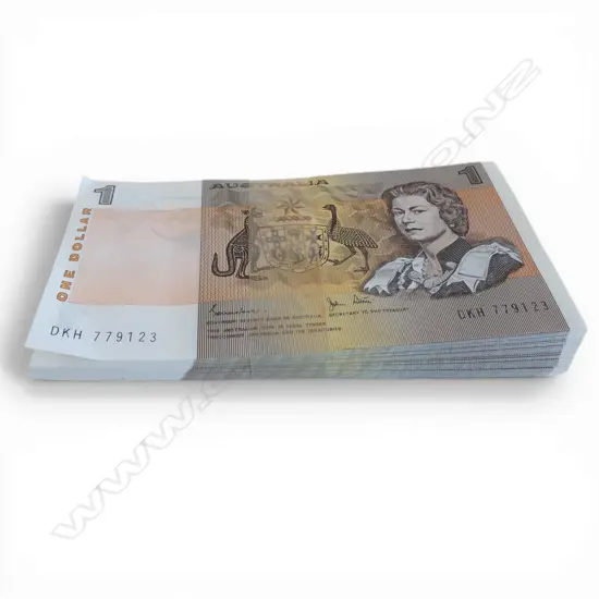 BUNDLE 100 X $1 Australian BANKNOTES nearly consecutive numbers DKH 779123 to DKH 779239 