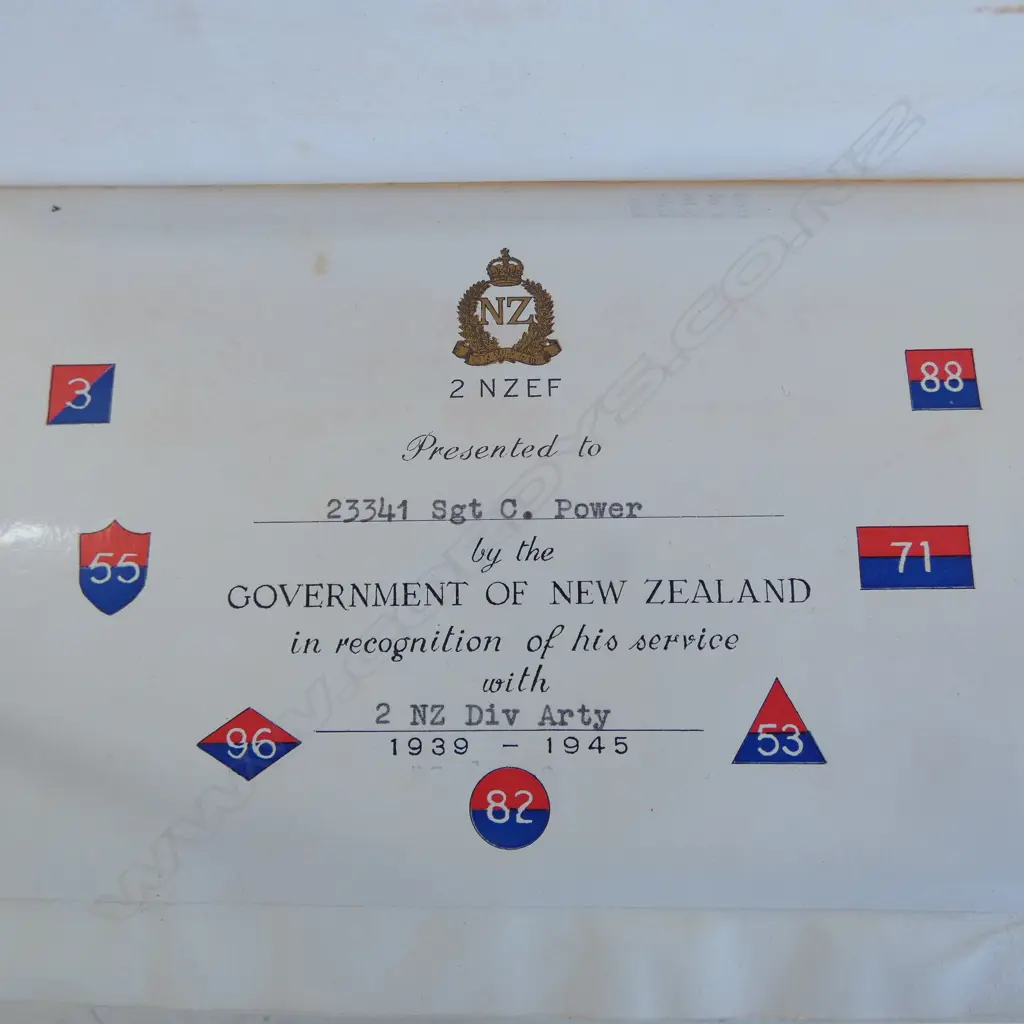THE OFFICIAL HISTORY OF N.Z. IN THE SECOND WORLD WAR; 2nd DIVISIONAL ARTILLERY signed to Sgt Olive Power Image 1++