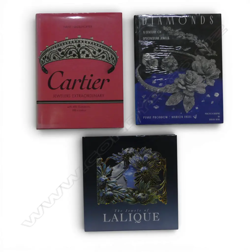 3 JEWELLERY REF. BOOKS DIAMONDS/JEWELS OF LALIQUE/CARTER From the estate of Jeweller Simon Misdale Image 1++