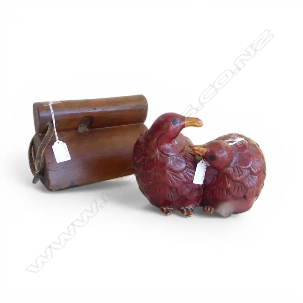 PR CARVED WOOD BIRDS H150MM & WODD PRESS BLOCK L210MM Image 1++