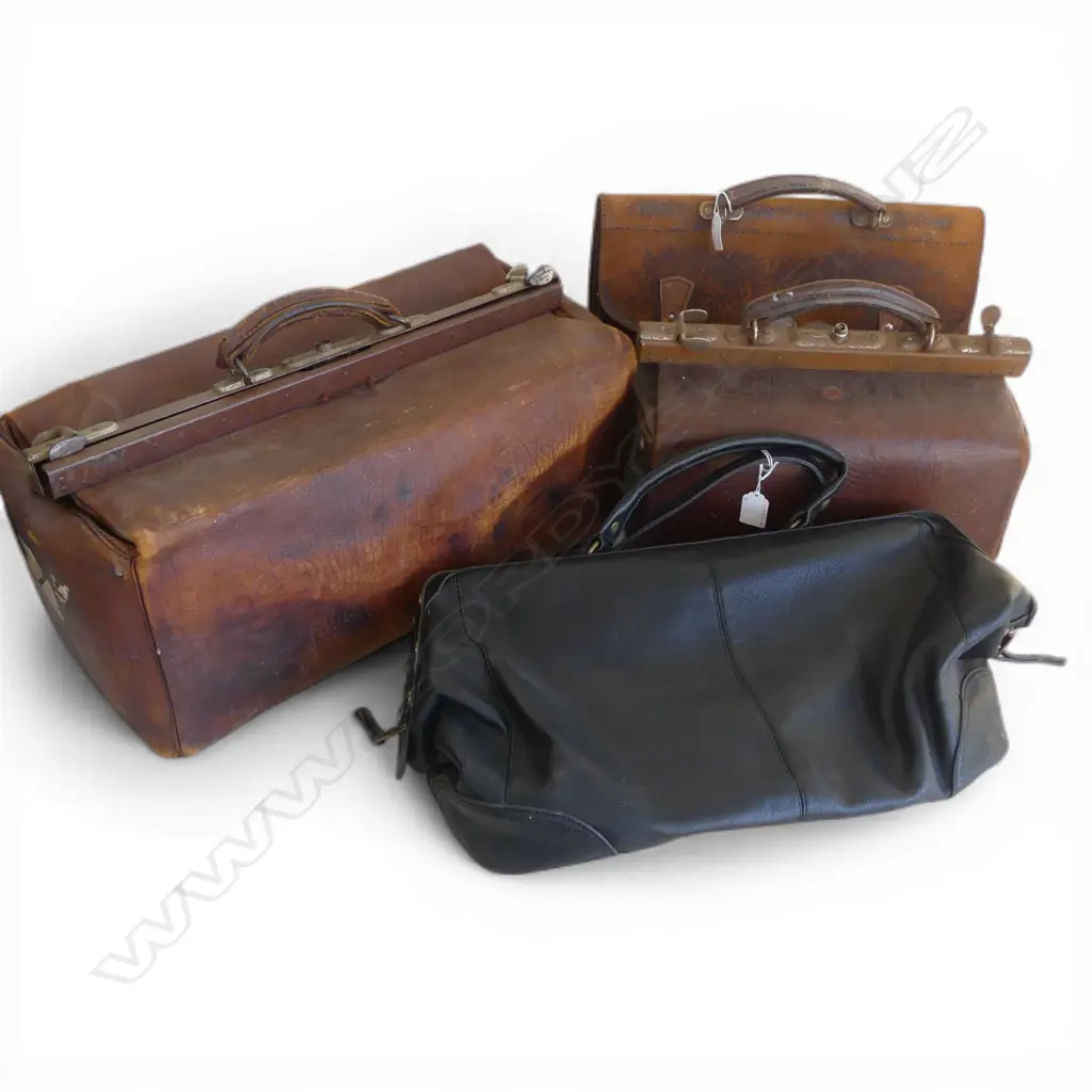 TWO VINTAGE DR'S BAGS, ONE VINTAGE SATCHEL, ONE MODERN BAG ( MOANA ROAD). Image 1++