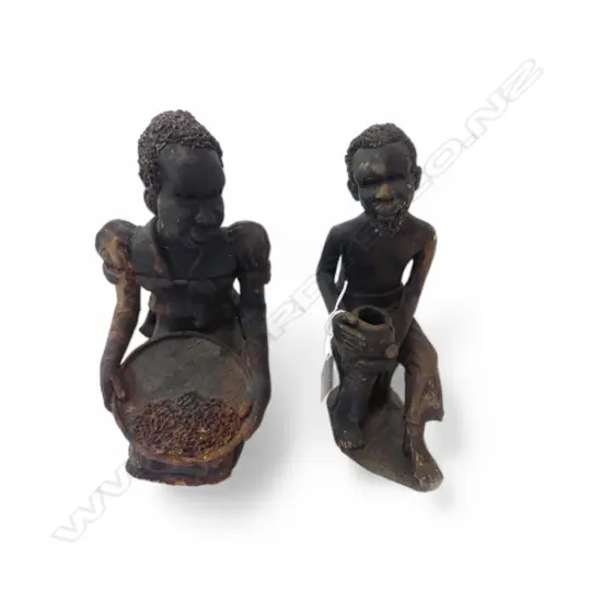 2 VINTAGE AFRICAN MALAWI POTTERY SCULPTED FIGURES. H.240mm