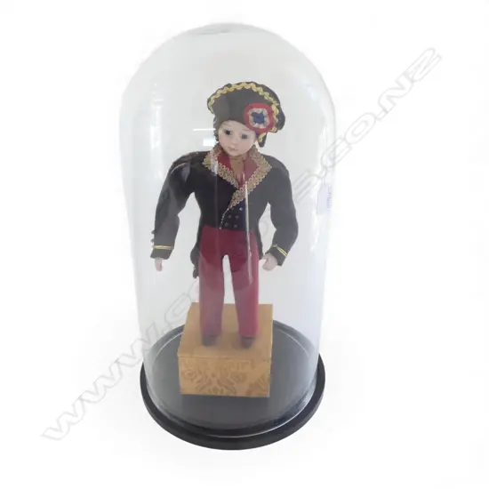 LG GLASS DOME w. FRENCH AUTOMATA DOLL STANDING ON MUSIC BOX H.500mm
