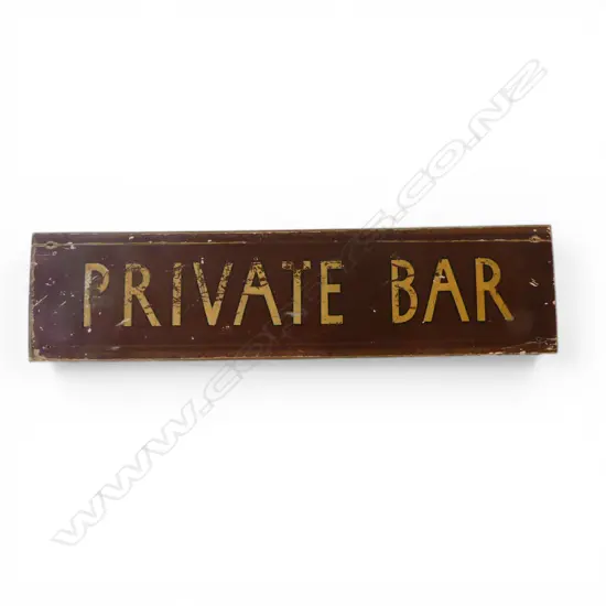 OLD PAINTED WOOD PUB DOOR SIGN 'PRIVATE BAR' L.555mm