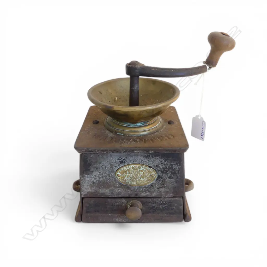 CAST IRON & BRASS VINTAGE COFFEE GRINDER H210MM Image 1++