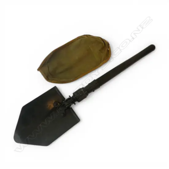 OLD FOLDING SHIPPING SHOVEL WITH CANVAS BAG length when folded L.440mm