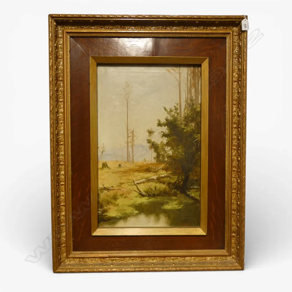 EDWARD W. PAYTON (1859-1944), CLEARED FOREST LANDSCAPE, OIL ON CANVAS 1893 550x350mm Image 1++