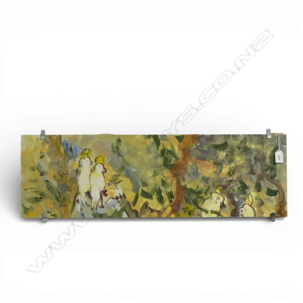 PETER O'HAGEN (1942-2014) '2 LOVE BIRDS' ACRYLIC ON BOARD 240x760mm UNFRAMED Image 1++