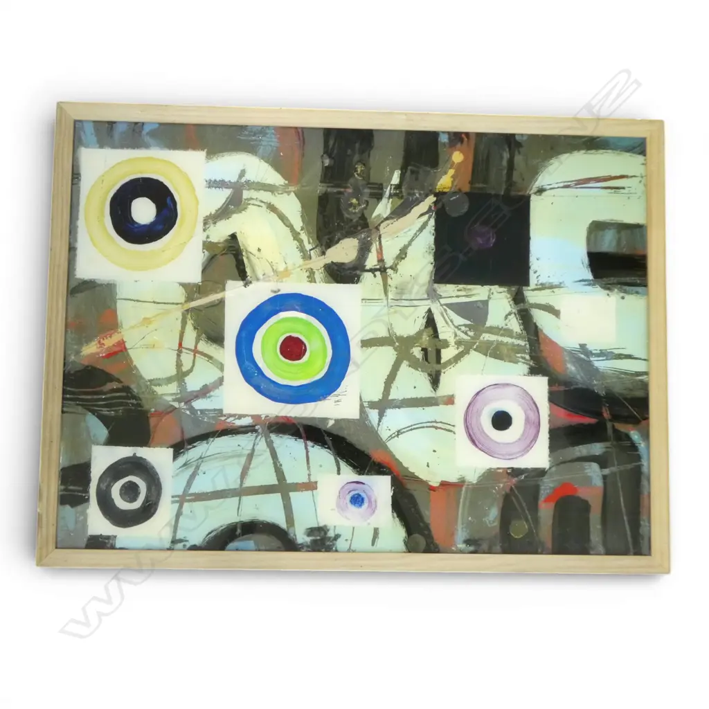 ARTIST UNKNOWN ACYRLIC ON GLASS AFTER DUCHAMP GLASS BROKEN 750 X 550 MM Image 1++