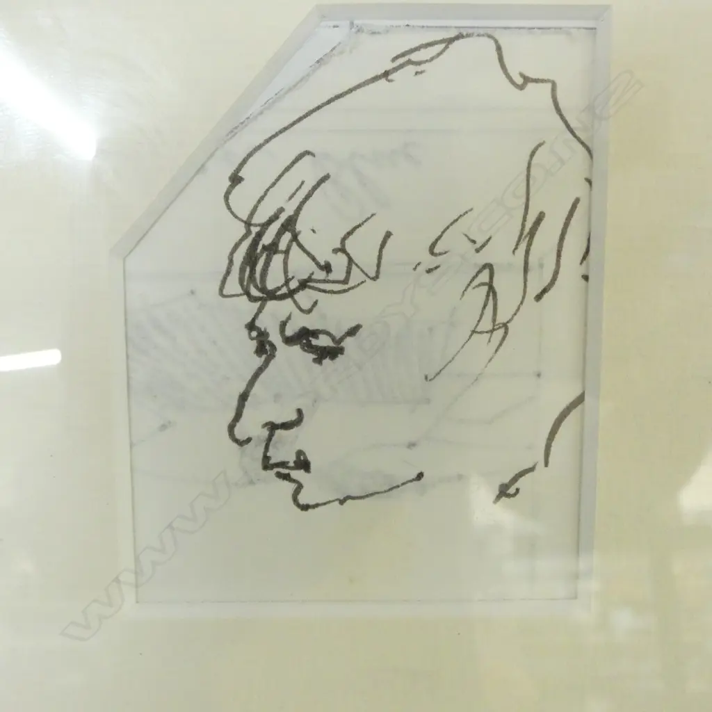 SET OF 3 GARTH TAPPER DRAWINGS, PORTRAITS, INK ON PAPER, 100x100mm Image 1++