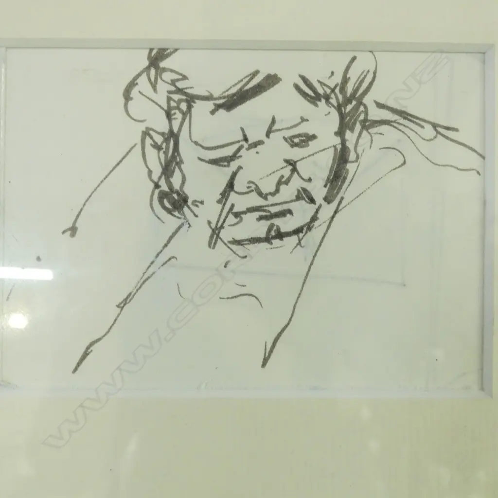 SET OF 3 GARTH TAPPER DRAWINGS, PORTRAITS, INK ON PAPER, 100x100mm Image 1++