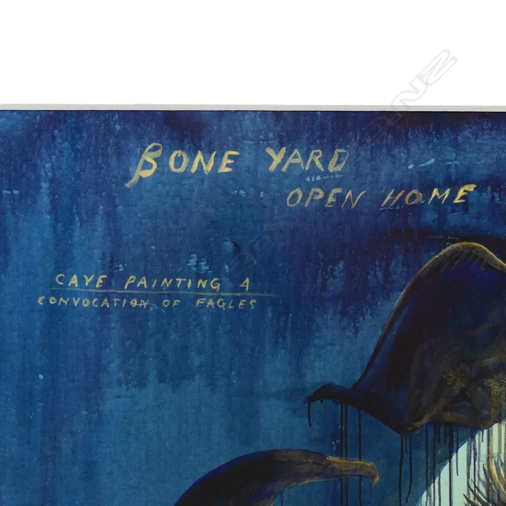 William (Bill) Hammond (NZ 1947-2021) 'Cave Painting 4' reproduction print from Christchurch Art Gallery. 280 x 490mm. Image 1++