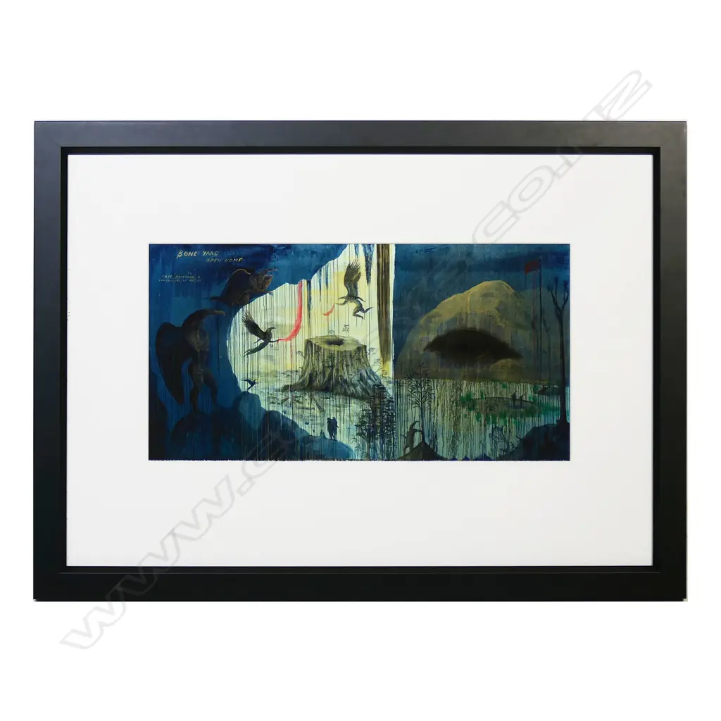 William (Bill) Hammond (NZ 1947-2021) 'Cave Painting 4' reproduction print from Christchurch Art Gallery. 280 x 490mm. Image 1++