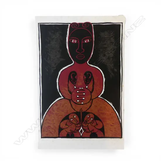 ROBYN KAHUKIWA, MANA WAHINE MAORI, LINOCUT PRINT Ed. 3/30, SIGNED & DATED '93, UNFRAMED & FOXED, 480x320mm