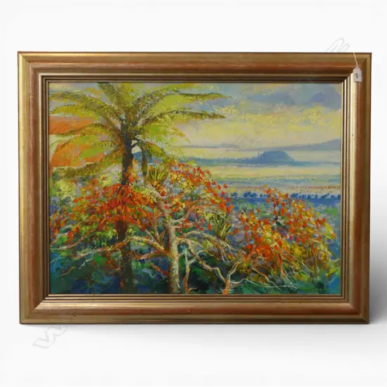 HAROLD COOP, AUCKLAND LANDSCAPE, ACRYLIC ON CANVAS, 1994, 540x745mm