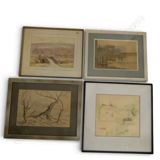 4 ARTWORKS INCL. JOHN WEEKS SKETCH 305x335mm
