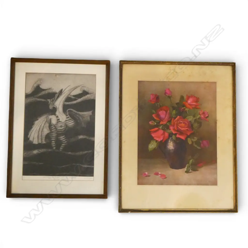 GEOFF DIXON, STUNNING THE FISHES...., ETCHING ED. 1/7 350 X 240mm and PRINT OF ROSES Image 1++