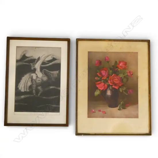 GEOFF DIXON, STUNNING THE FISHES...., ETCHING ED. 1/7 350 X 240mm and PRINT OF ROSES