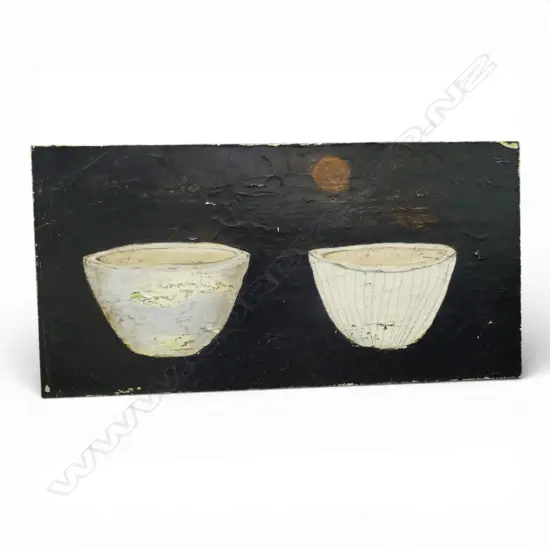 MARIKA JONES, 2 BOWLS, ACYRLIC ON CANVAS, SIGNED & DATED '00-'01 505x1005mm