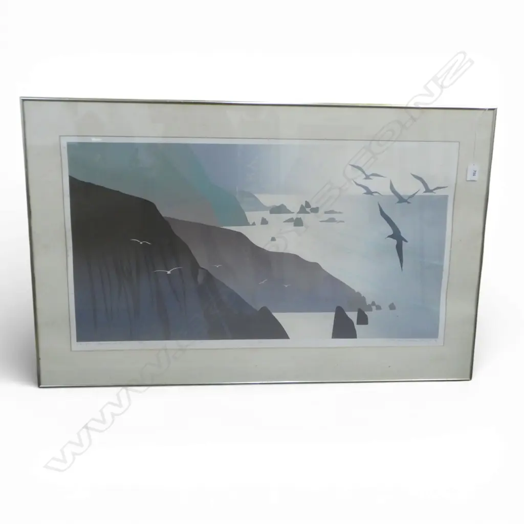 MALCOLM WARR 'TOWARDS ROCKY POINT' SCREEN PRINT 65/99 '85 440x800mm FOXING Image 1++