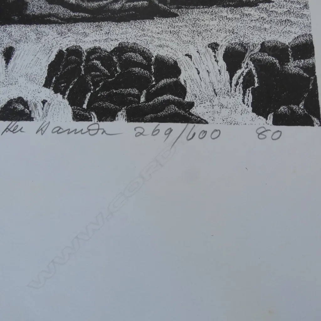 REI HAMON, TWO COPIES OF 'TANGIWAI', LITHOGRAPH ED. 129/600 AND 269/600, 455 X 380MM (UNFRAMED - SOME FOXING SPOTS) Image 1++