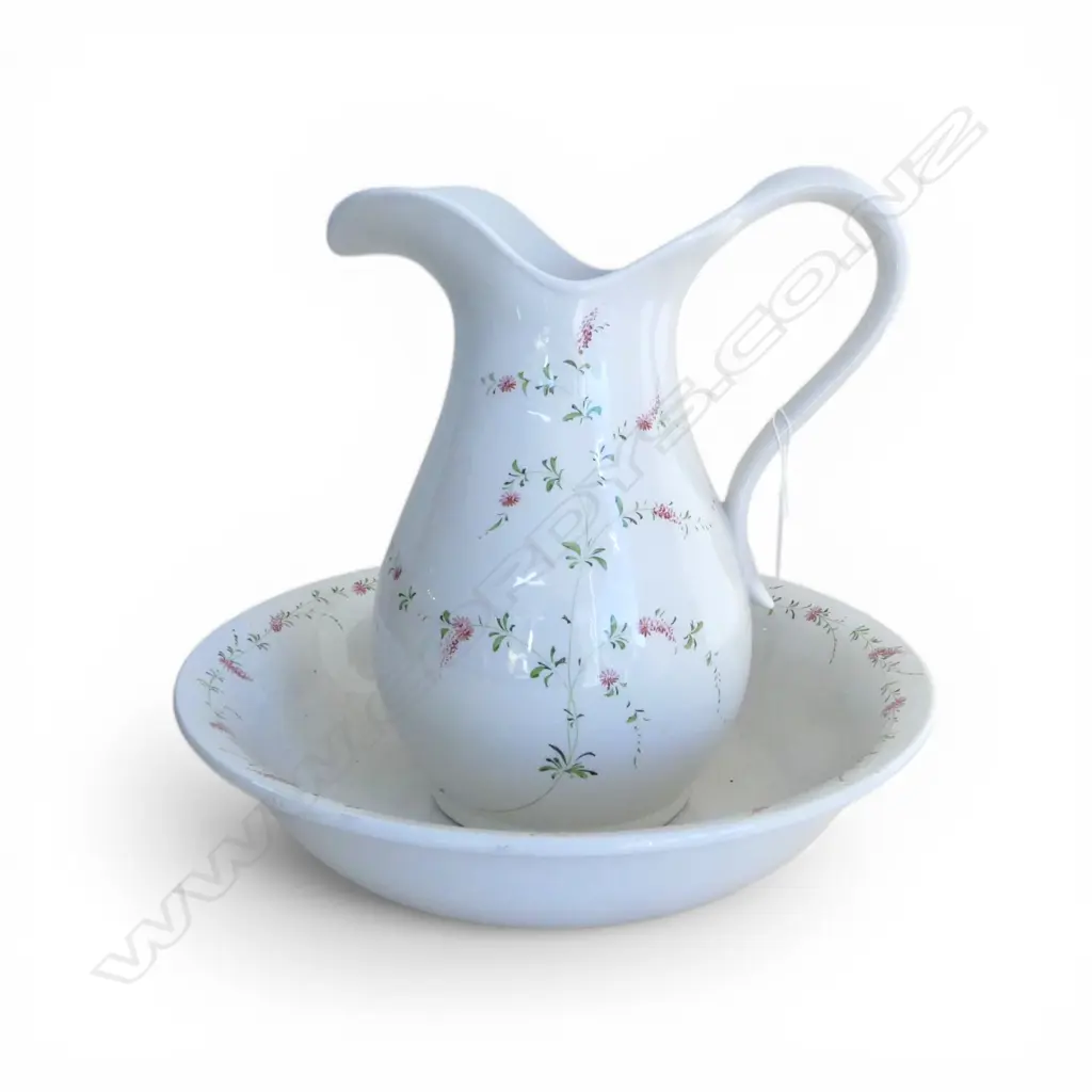 EDWARDIAN JUG & BASIN SET FLORAL DESIGN H330MM Image 1++