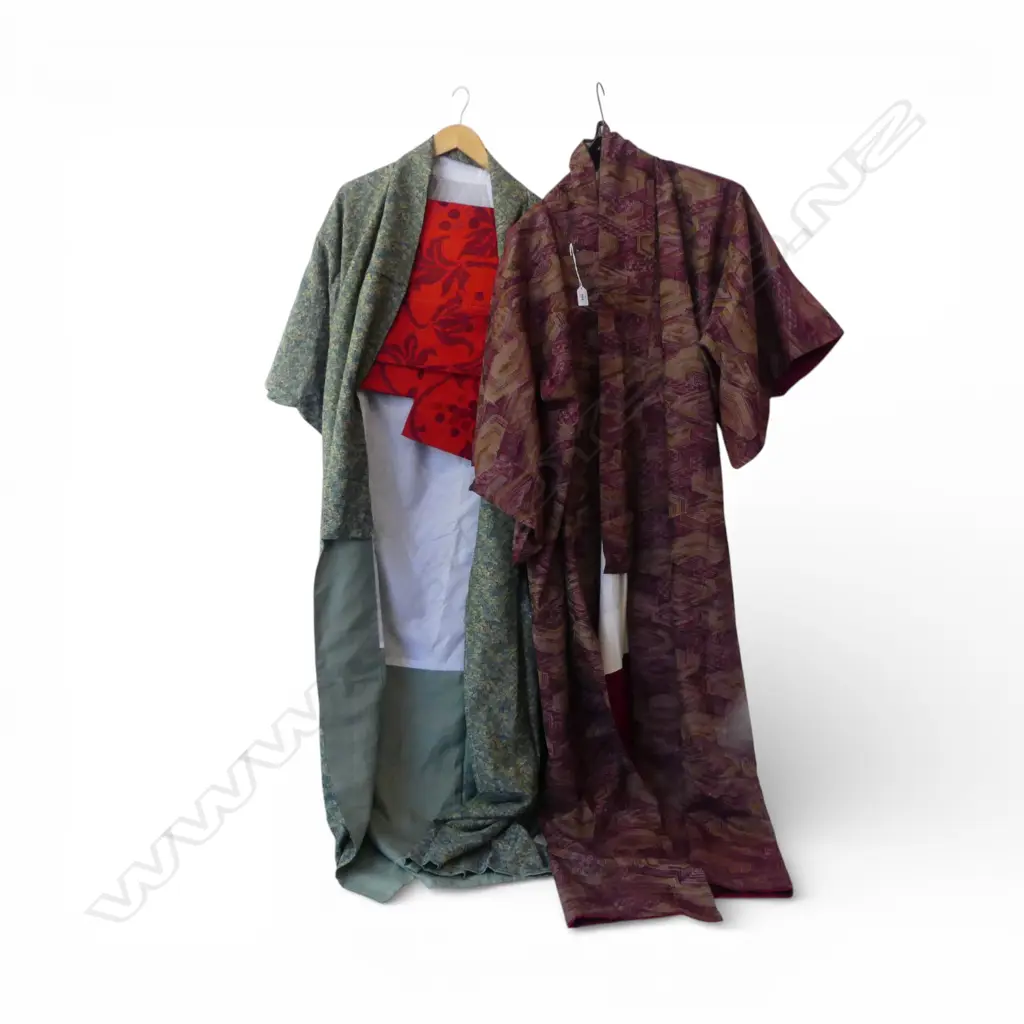 2 VINTAGE KIMONO + OBI SASH Image 1++