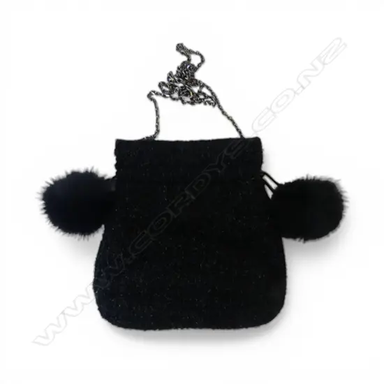  URBAN REVIVO SPARKLE CROSS BODY FABRIC  BAG WITH POM POMS 240MM