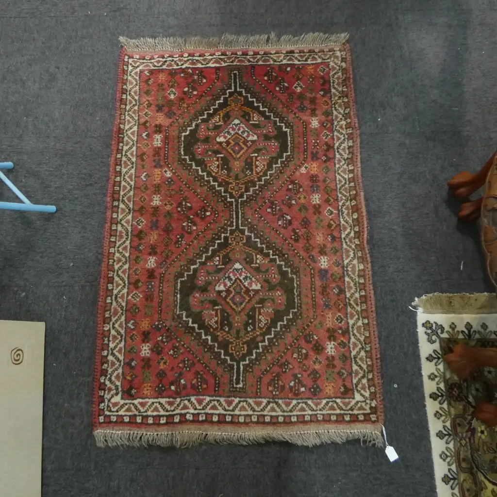 IRANIAN SHIRAZ HAND KNOTTED ALL WOOL RUG 1230x800mm Image 1++