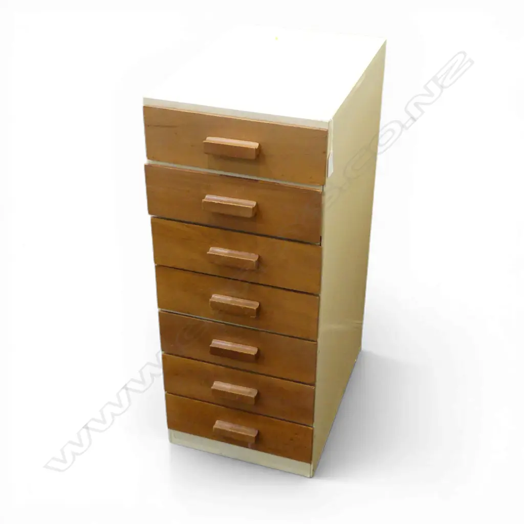 7 DRAWER CABINET H690MM & CONTENTS WATCH PARTS & WATCH TOOLS ETC Image 1++