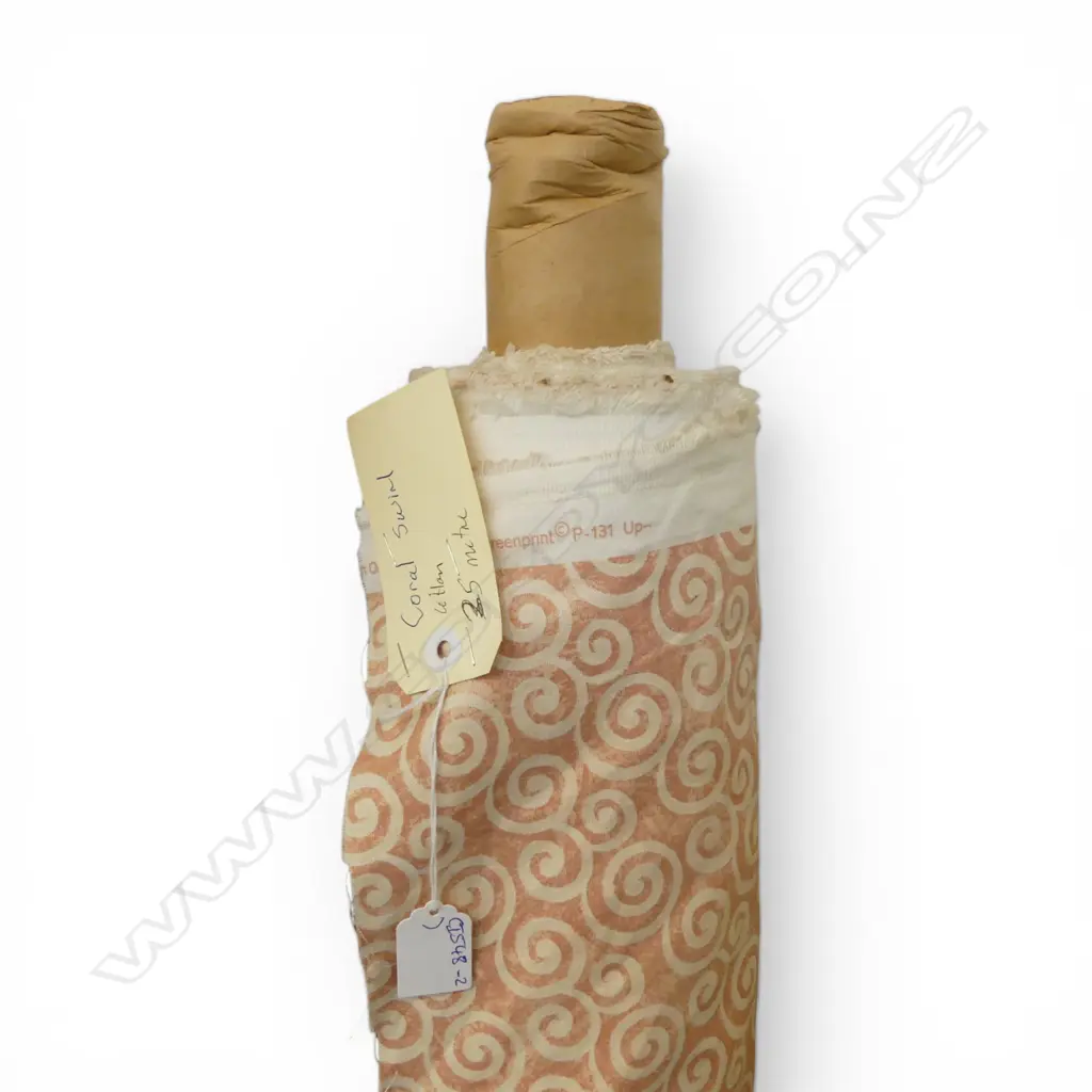 FABRIC BOLT; CORAL SWIRL, COTTON, 25M ROLL Image 1++