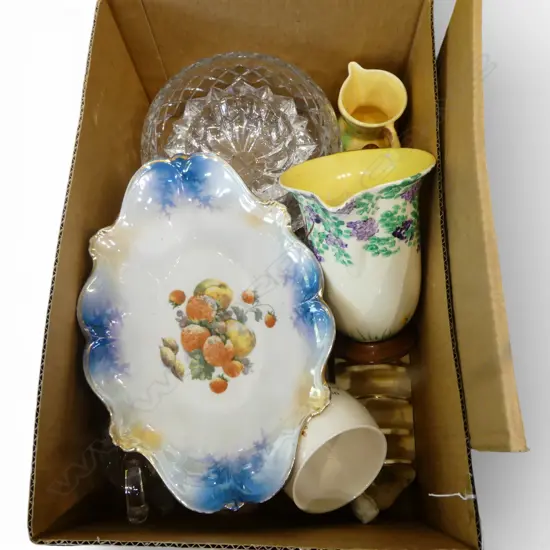 BOX OF ASSORTED CRYSTAL  & COLLECTORS CHINA