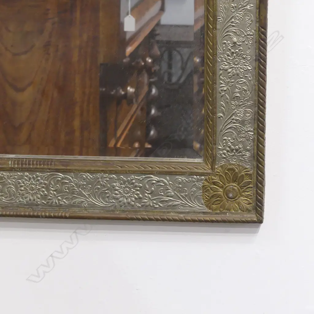 EMBOSSED SILVER AND GILT METAL BEVELLED EDGE MIRROR  915 X 610mm Image 1++
