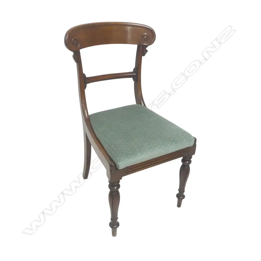 William IV mahogany scrolling bar back dining chair with drop-in seat Image 1++