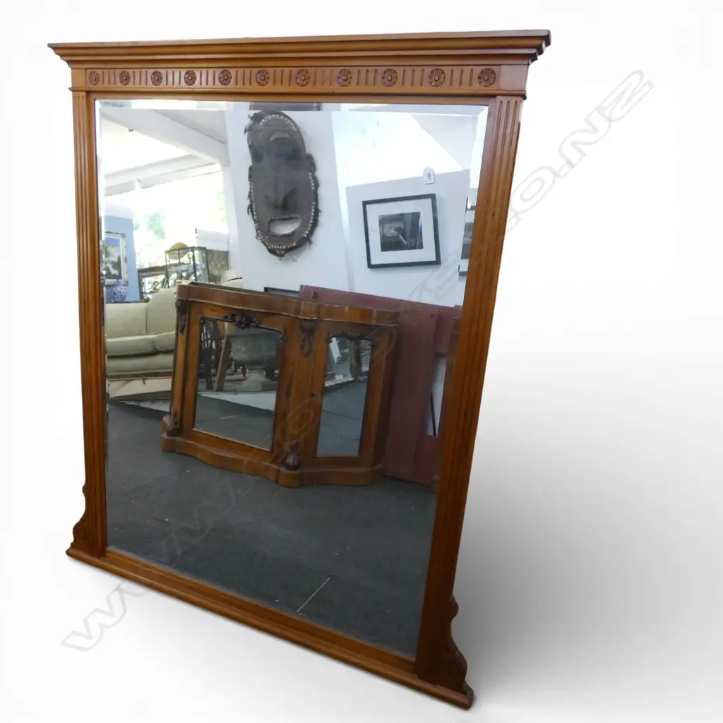 LARGE MODERN RIMU ? OVERMANTLE WALL MIRROR 1560 L1200 Image 1++