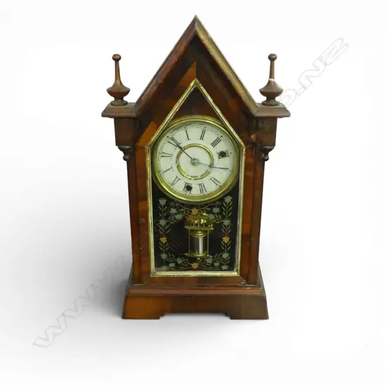 c1900 AMERICAN STEEPLE MANTLE CLOCK gong striking H.485mm