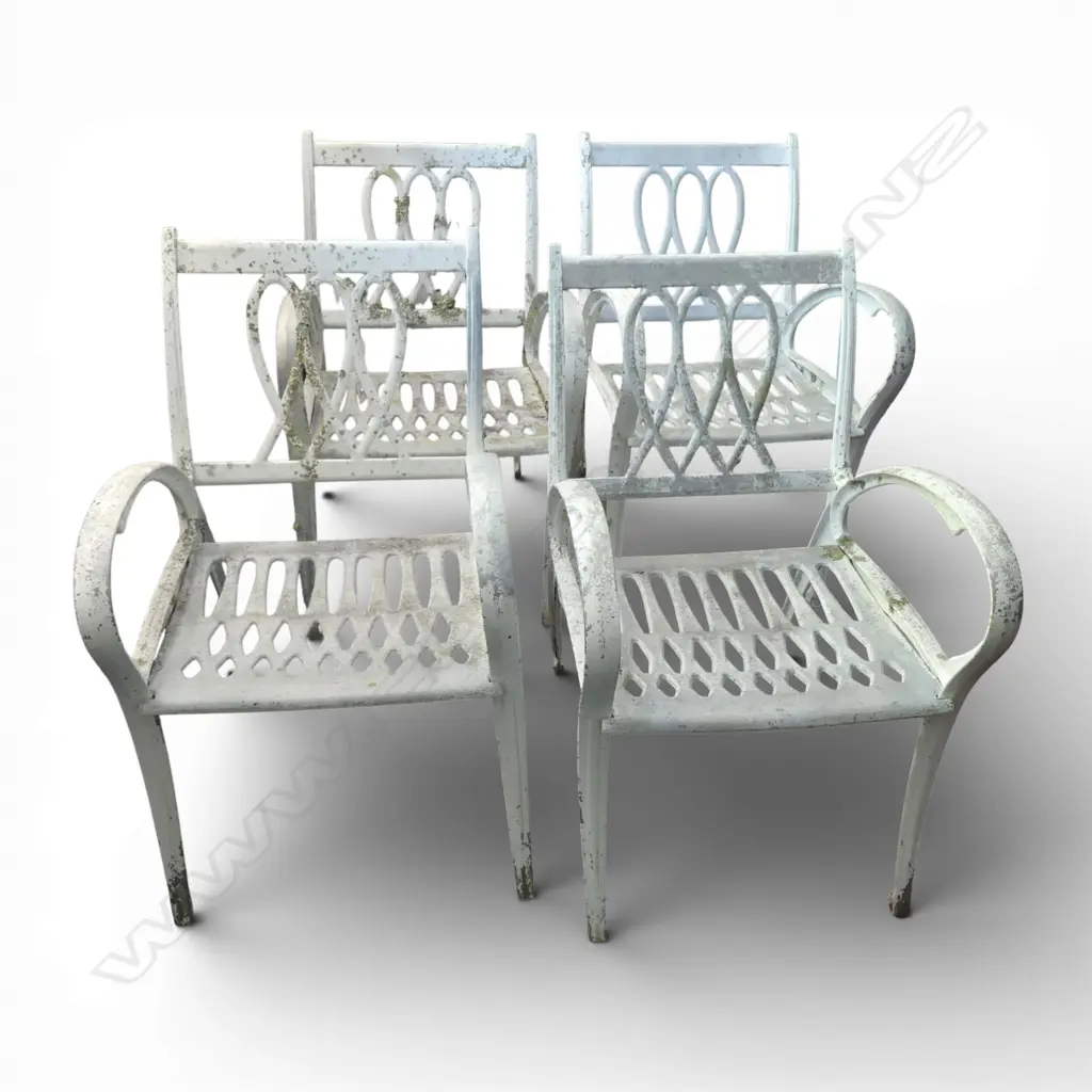 Set 4 1960s Aluminium Outdoor Chairs. White painted Image 1++
