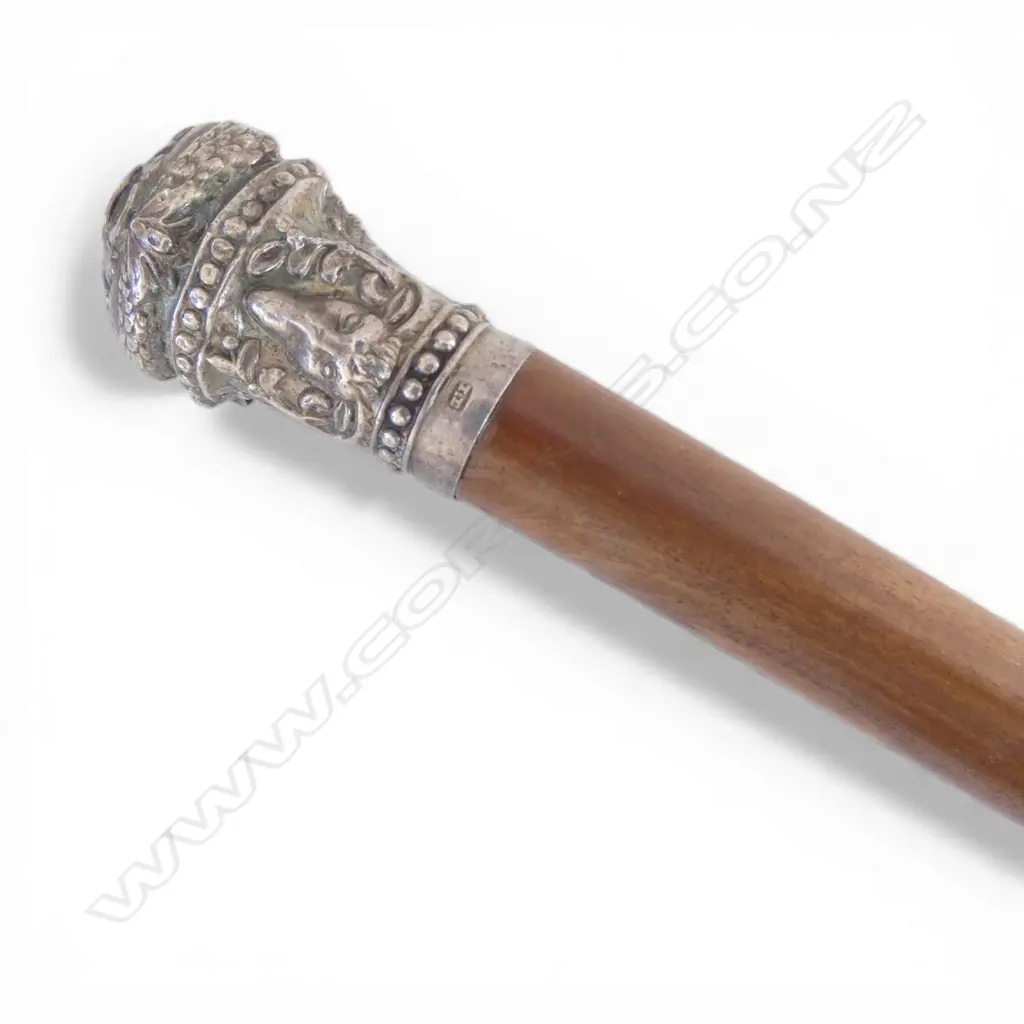 WOOD BATON w. STG SILVER CAP L.825mm Image 1++
