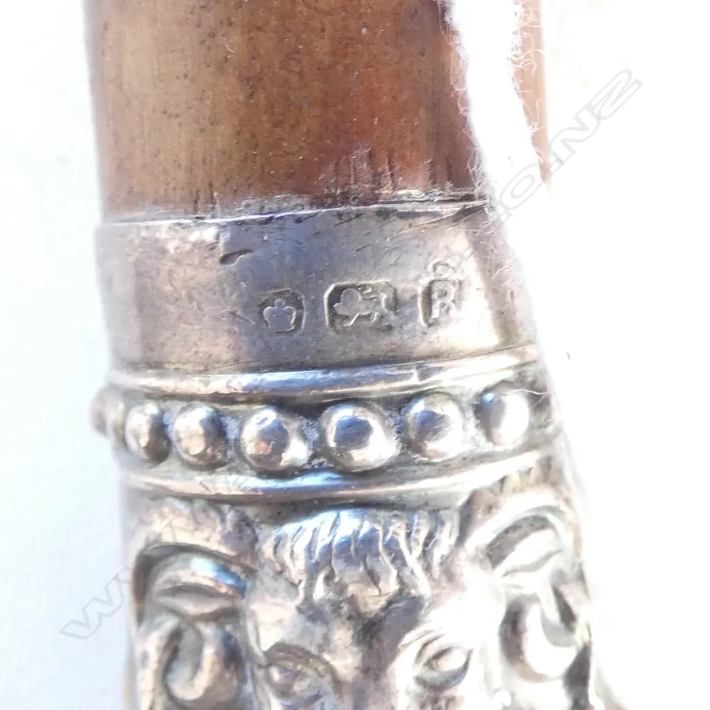 WOOD BATON w. STG SILVER CAP L.825mm Image 1++