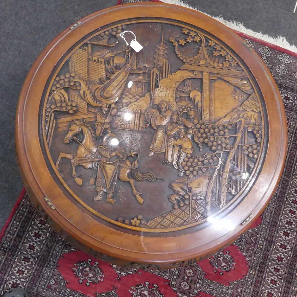 ORIENTAL CARVED NESTING TABLES Dia.750mm Image 1++