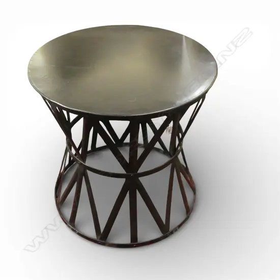 METAL BLACK IRON DRUM SIDE TABLE, H.550 & Dia. 550mm