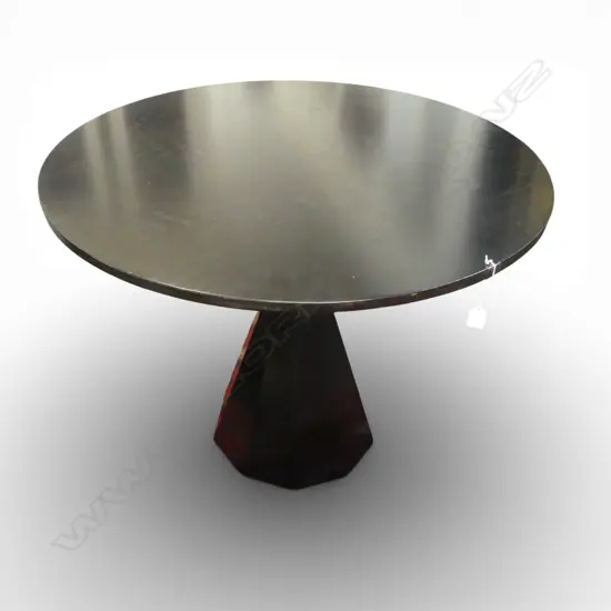 DESIGNER PEDESTAL DINING TABLE, EBONISED FINISH