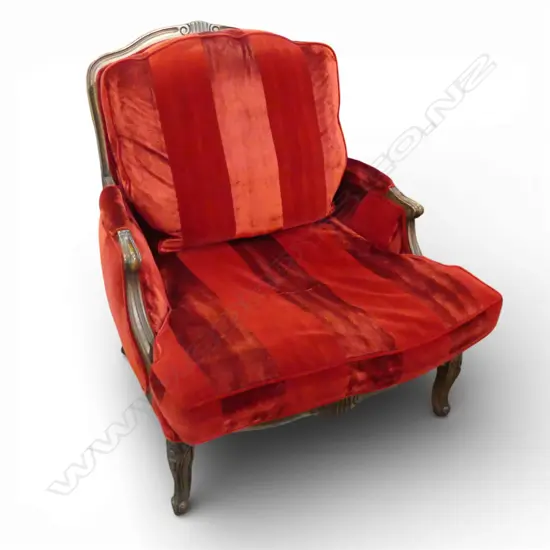 ITALIAN MADE FRENCH STYLE RED VELVET ARMCHAIR 900x900x950mm