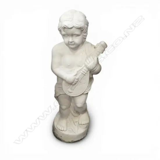 TALL PLASTIC CHERUB MUSICIAN GARDEN TYPE ORNAMENT H.1030mm