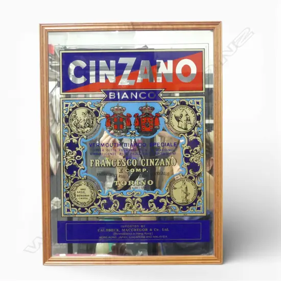 CINZANO BIANCO, ITALIAN VERMOUTH ADVERTISING MIRROR, 400 X300MM