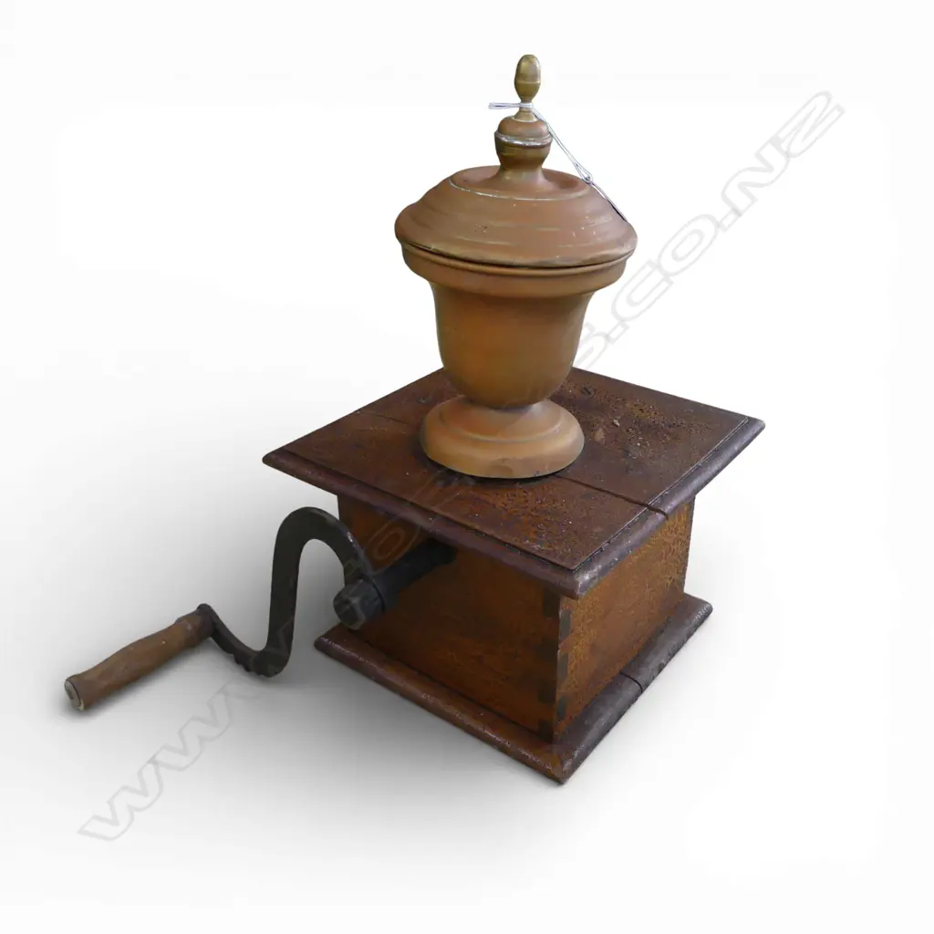 ANTIQUE BRASS TOPPED BENCH COFFEE GRINDER H460MM Image 1++