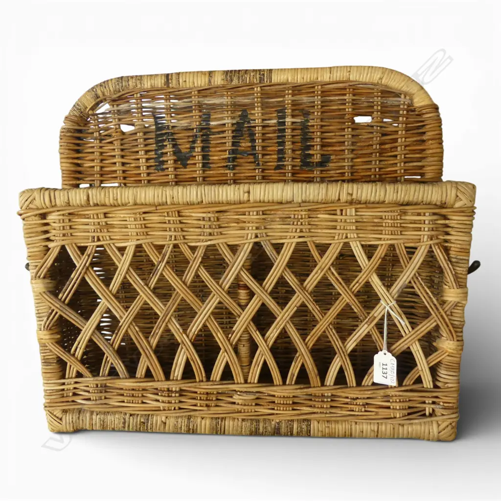 WOVEN CANE WALL MOUNTED SHELF 'MAIL' W.460mm Image 1++