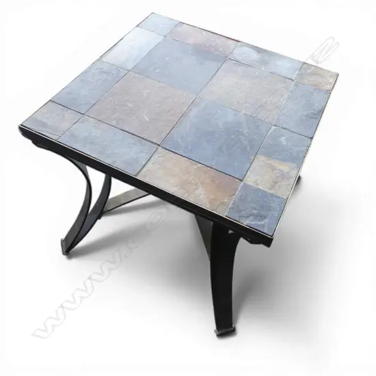 METAL SIDE TABLE w. SLATE TOP 610x610x590mm